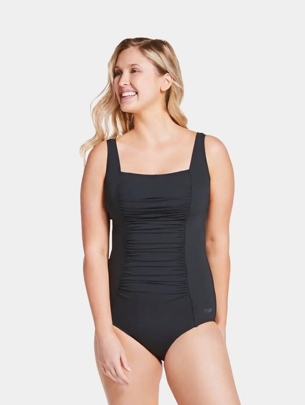 Speedo Women's Solid Shirred One Piece Swimsuit